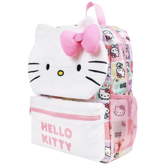 Hello Kitty Plush Face Backpack with 3D Bow - Picture 3 of 9